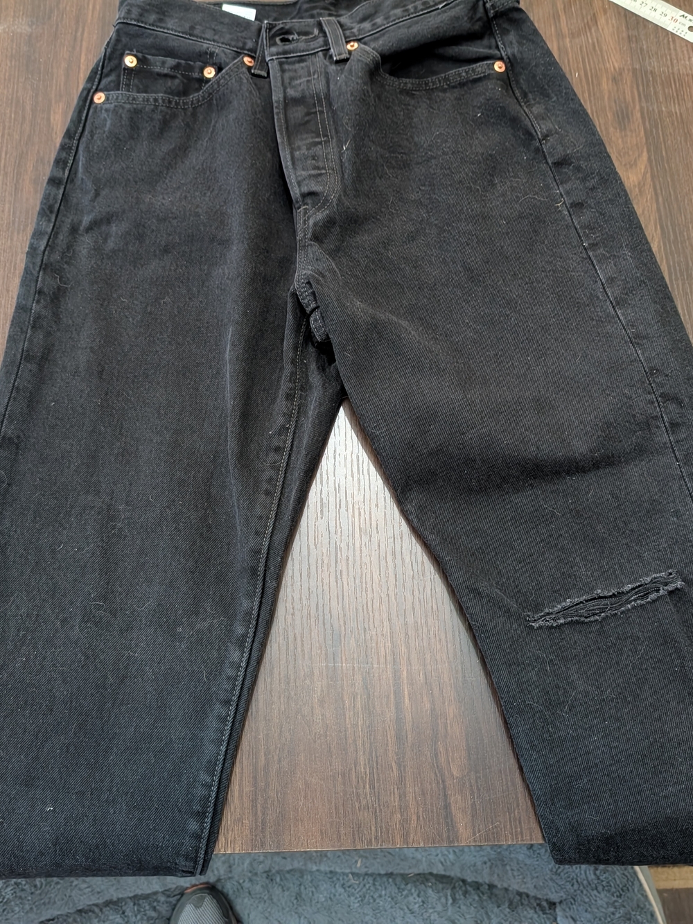 Levi's Distressed 501 Black Straight-Leg High-Waist Jeans New Never Worn 27x31